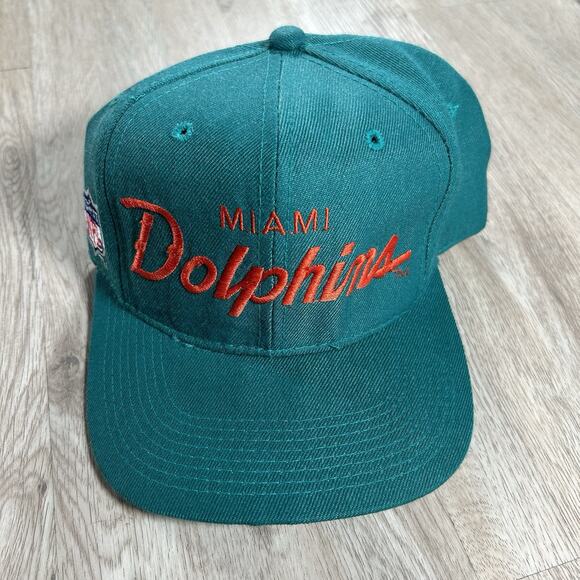 Vintage Sports Specialties Miami Dolphins Script Hat Snapback NFL Football Wool - Picture 1 of 9